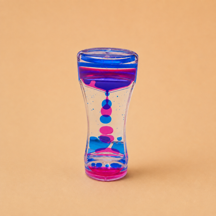 Sablier liquide sensoriel - Bleu Rose